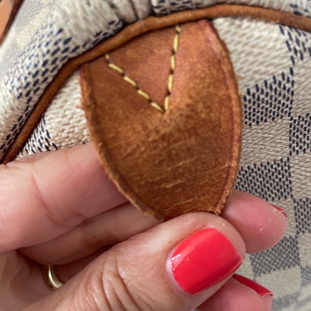 Louis Vuitton Damier Azur Canvas Top-Handle Tote in Beige and Brown 35 - Picture 9 of 11